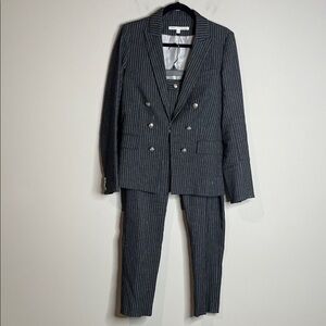 Veronica Beard | Women’s Jet Pinstripe Jacket Pants Suit Linen Blend Size 10